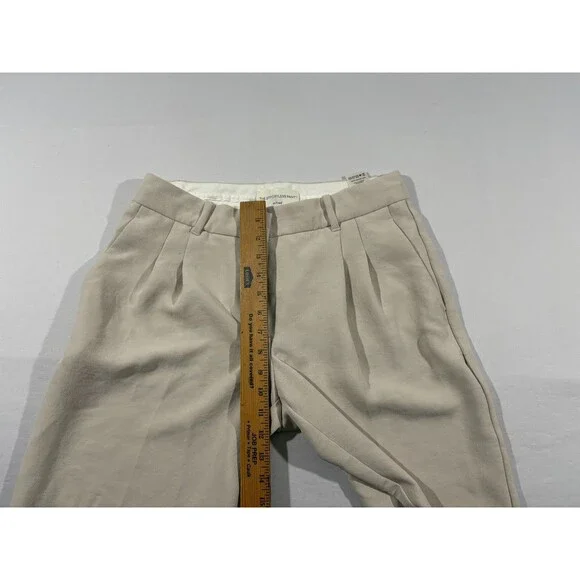 Aritzia Wilfred Effortless Oatmeal Beige Pant Wide Leg Pleated Trousers Sz 8 - Picture 4 of 13